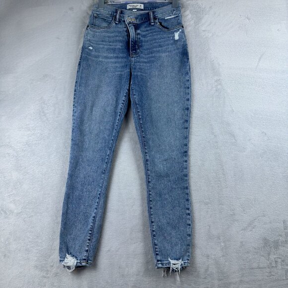Abercrombie & Fitch Skinny Jeans SZ 26/2s Womens Ankle High Rise Distressed Blue - Picture 1 of 11